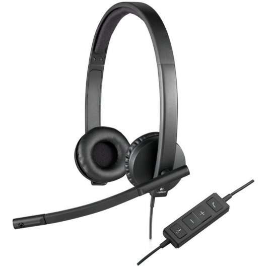 Logitech H570E Cuffie con Microfono USB - Microfono Pieghevole - Fascia Regolabile - Cuscinetti Imbottiti - Controlli su Cavo - Colore Nero