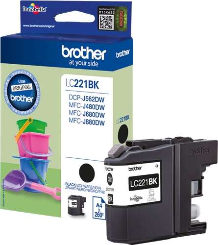 Brother LC221 Nero Cartuccia d'Inchiostro Originale - LC221BKBP