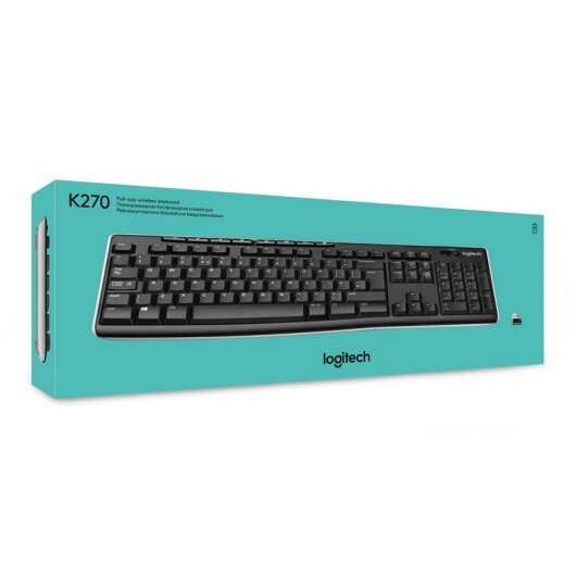 Logitech K270 Tastiera Wireless USB - Resistente agli Schizzi - Tasti di Accesso Rapido - Colore Nero