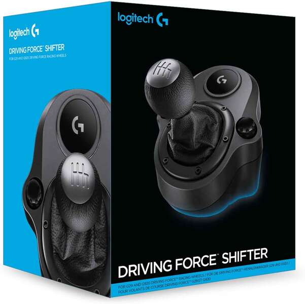 Logitech Driving Force Shifter Leva Cambio Compatibile con PS4, Xbox One e PC - 6 Velocità e Retromarcia - Acciaio e Pelle - Montaggio su Supporto