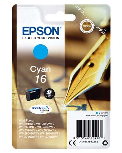 Epson T1622 Ciano Cartuccia Inchiostro Originale - C13T16224012