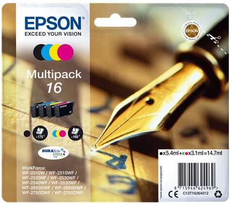 Epson T1626 Confezione 4 Cartucce d'Inchiostro Originali - C13T16264012