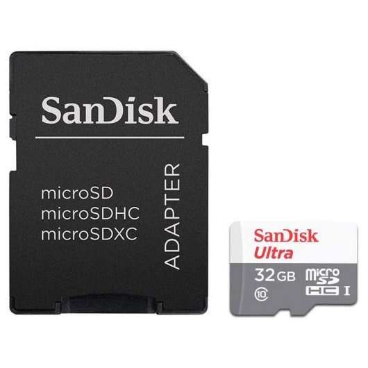 Sandisk Ultra Scheda Micro SDHC 32GB UHS-I U1 Classe 10 100MB/s + Adattatore SD