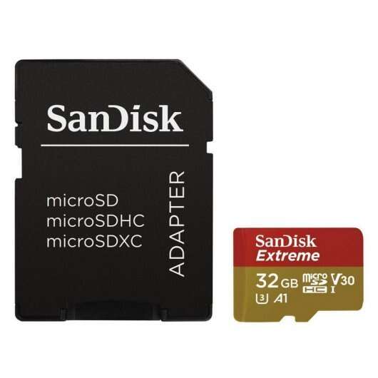 Sandisk Extreme Scheda Micro SDHC 32GB UHS-I U3 A1 Classe 10 100MB/s + Adattatore SD