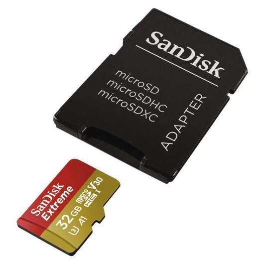 Sandisk Extreme Scheda Micro SDHC 32GB UHS-I U3 A1 Classe 10 100MB/s + Adattatore SD