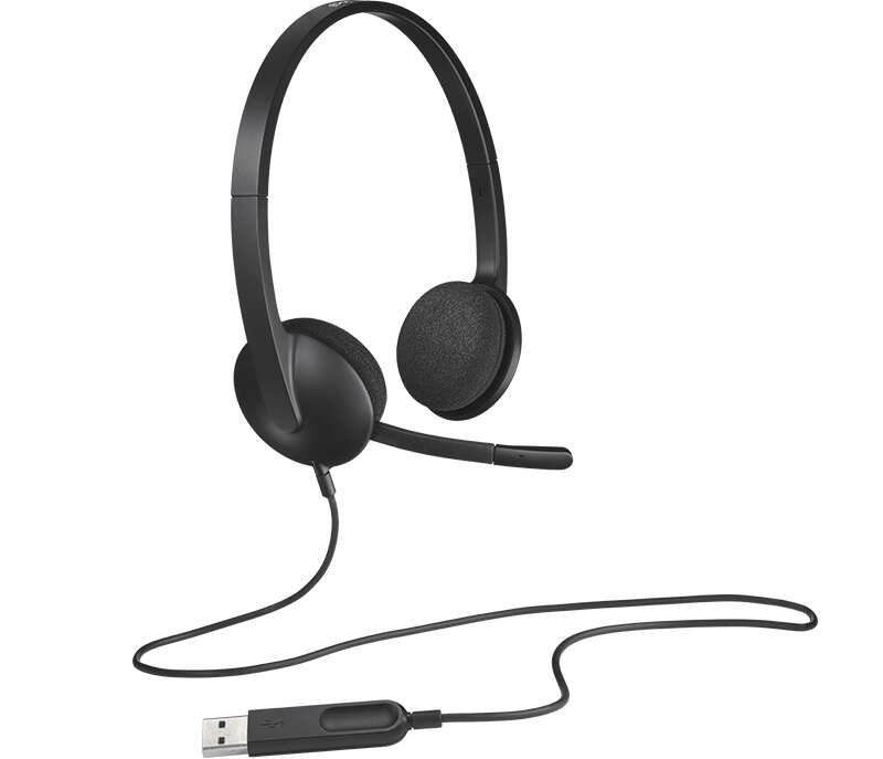 Logitech H340 Cuffie con Microfono USB - Microfono Pieghevole - Archetto Regolabile - Padiglioni Imbottiti - Cavo da 1.80m - Colore Nero