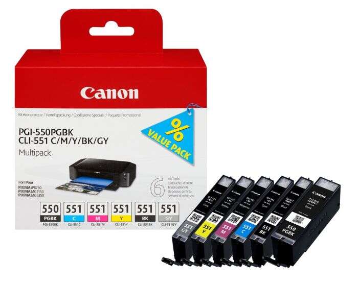 Canon PGI550/CLI551 Confezione 6 Cartucce d'Inchiostro Originali - 6496B005