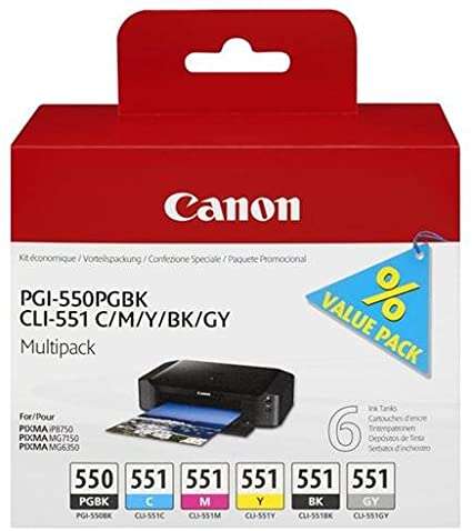 Canon PGI550/CLI551 Confezione 6 Cartucce d'Inchiostro Originali - 6496B005