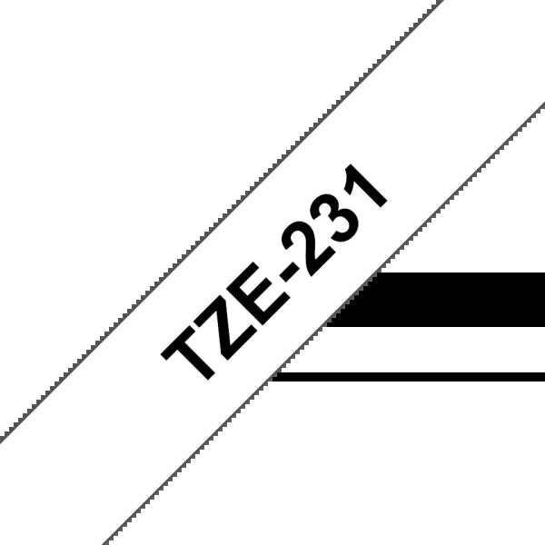 Brother TZe231 Nastro Laminato Originale per Etichette - Testo nero su fondo bianco - Larghezza 12mm x 8 metri