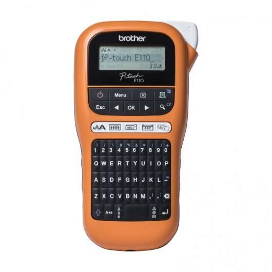 Brother PT-H110VP Etichettatrice Elettronica Portatile - Schermo LCD - 200 Simboli - Velocità 20mm/s - Colore Nero/Arancione
