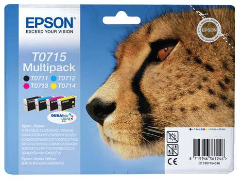 Epson T0715 Confezione 4 Cartucce d'Inchiostro Originali - C13T07154012