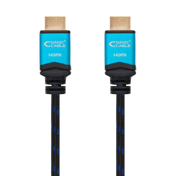 Nanocable Cavo HDMI v2.0 Maschio a HDMI v2.0 Maschio 10m - 4K@60Hz 18Gbps - Alta Velocità - Rivestimento Nylon Intrecciato - Colore Nero/Blu