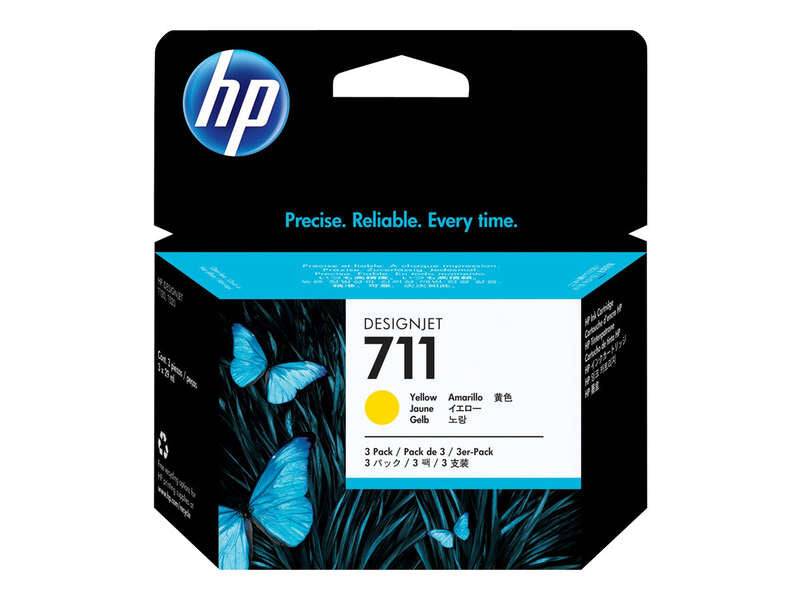 HP 711 Giallo Confezione 3 Cartucce d'Inchiostro Originali - CZ136A