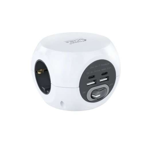 Nanocable Base 3 Prese Tipo F + 2x USB-A e 2x USB-C con Interruttore - Cavo 1.40m