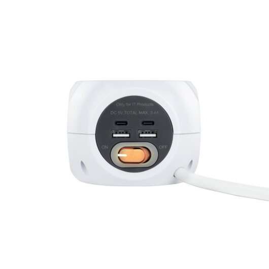 Nanocable Base 3 Prese Tipo F + 2x USB-A e 2x USB-C con Interruttore - Cavo 1.40m