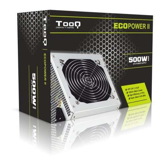 Tooq Ecopower II Alimentatore 500W ATX 1.3 12V - PFC Attivo - Ventola Silenziosa 120mm