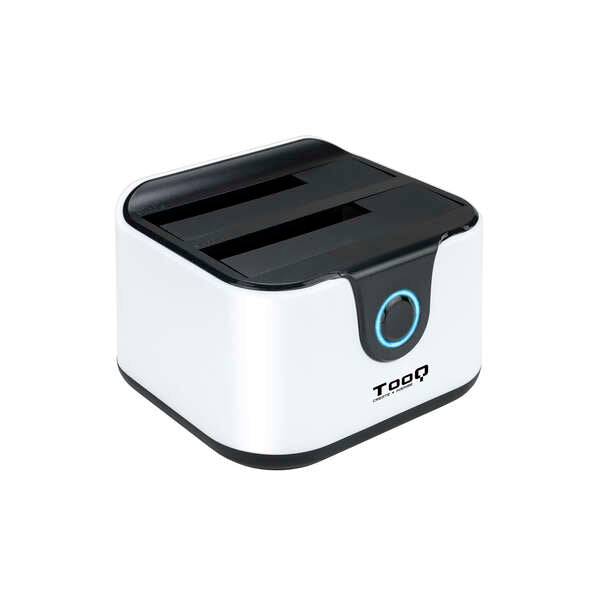 Tooq Docking Station USB 3.0 - HDD/SSD 2.5", 3.5" SATA I,II,III - Pulsante di Clonazione - Copia di Backup - Colore Bianco/Nero