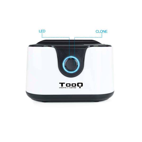 Tooq Docking Station USB 3.0 - HDD/SSD 2.5", 3.5" SATA I,II,III - Pulsante di Clonazione - Copia di Backup - Colore Bianco/Nero