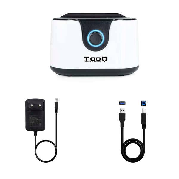 Tooq Docking Station USB 3.0 - HDD/SSD 2.5", 3.5" SATA I,II,III - Pulsante di Clonazione - Copia di Backup - Colore Bianco/Nero