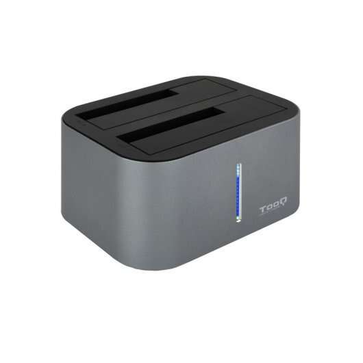 Docking Station Tooq USB 3.0/3.1 Gen 1 - HDD/SSD 2.5", 3.5" SATA - Pulsante Clonazione - Colore Grigio/Nero