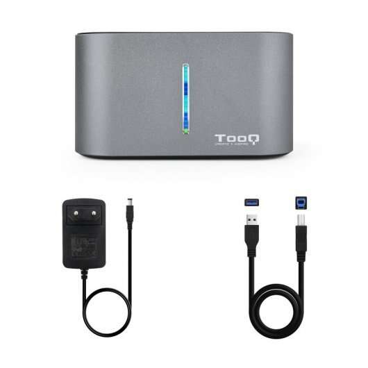 Docking Station Tooq USB 3.0/3.1 Gen 1 - HDD/SSD 2.5", 3.5" SATA - Pulsante Clonazione - Colore Grigio/Nero