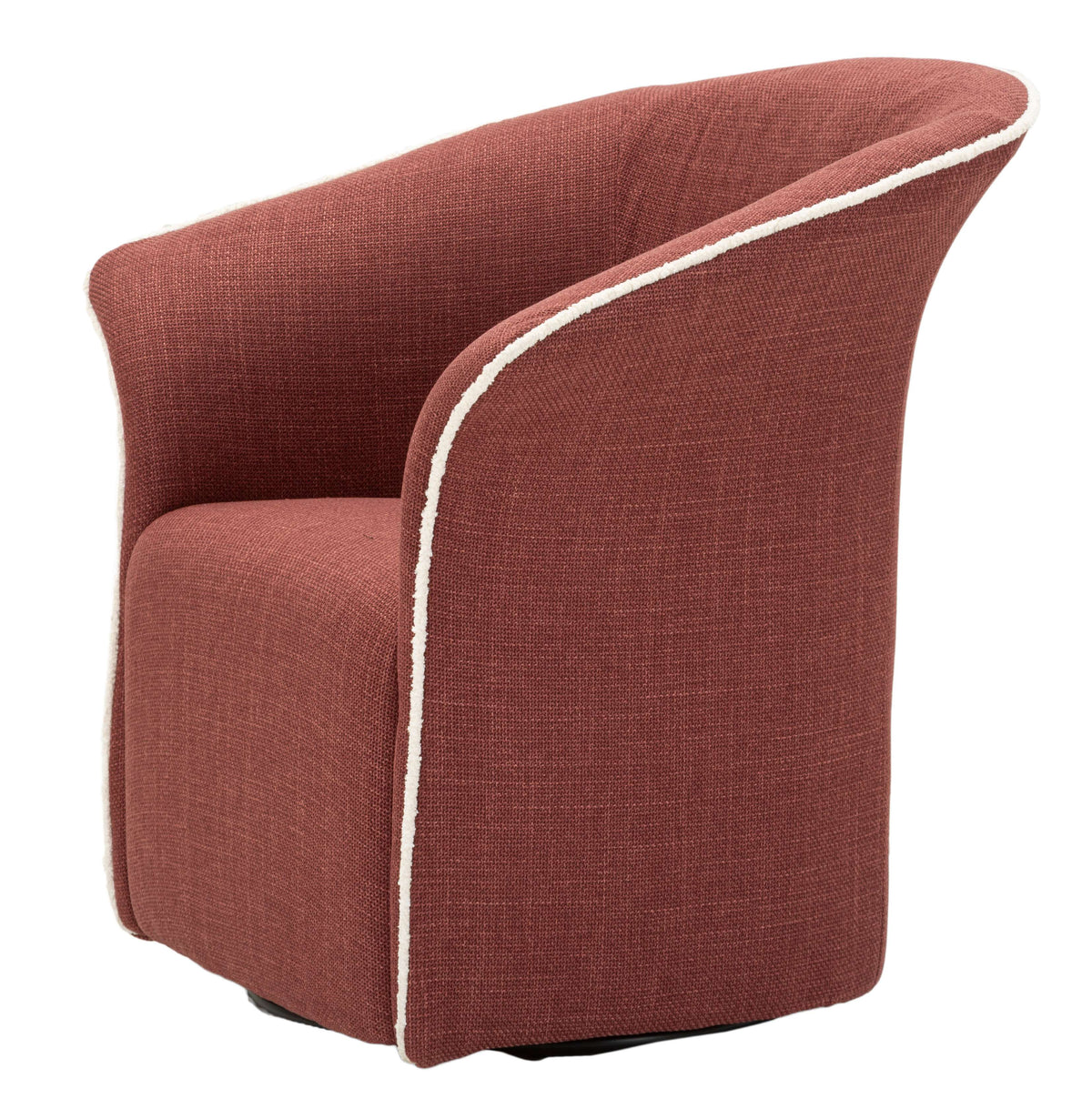Poltrona Girevole Siena Bordeaux con schienale avvolgente e tessuto bordeaux, ideale per ambienti raffinati.