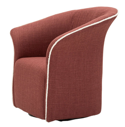 Poltrona Girevole Siena Bordeaux con schienale avvolgente e tessuto bordeaux, ideale per ambienti raffinati.
