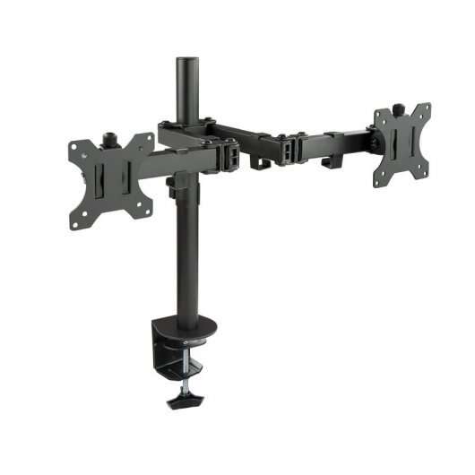 Tooq Supporto da Tavolo con Bracci Articolati per 2 Monitor da 13"-32" - Girevole e Inclinabile - Gestione Cavi - Peso Max 8kg x Braccio - VESA 100x100mm
