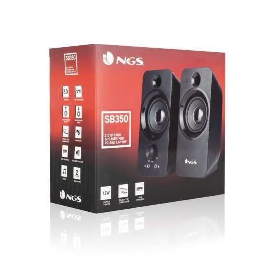 NGS Altoparlanti Multimediali USB 2.0 12W - Connessione Jack 3,5mm - Controlli su Altoparlante