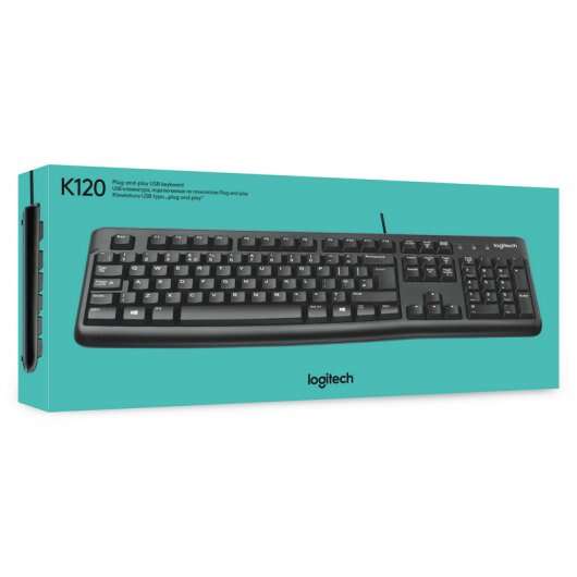 Logitech K120 Tastiera USB - Resistente agli Schizzi - Cavo da 1.50m - Colore Nero