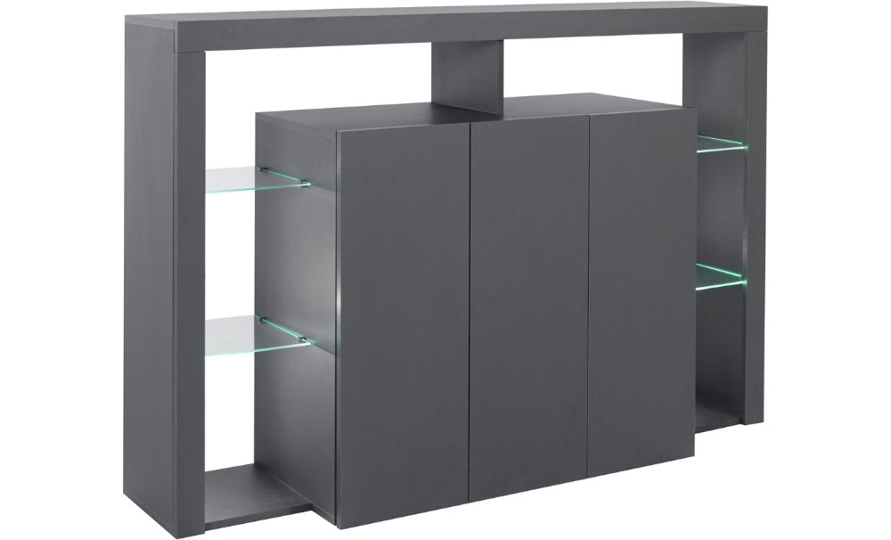 Madia Alta ESSENTIAL 150 cm, Antracite Opaco, Ripiani in Vetro, Made in Italy