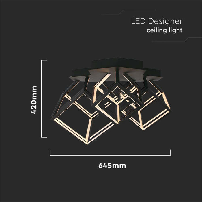 Lampadario LED a 3 Cubi 46W Nero 3000K – Design Moderno