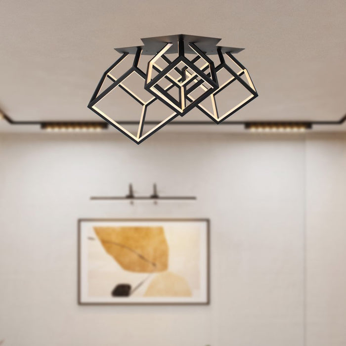 Lampadario LED a 3 Cubi 46W Nero 3000K – Design Moderno