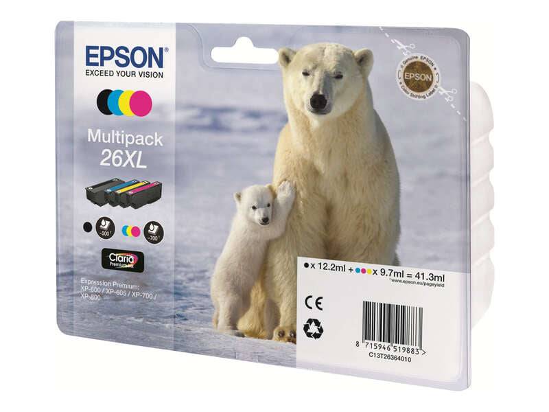Epson T2636 (26XL) Confezione 4 Cartucce d'Inchiostro Originali - C13T26364010