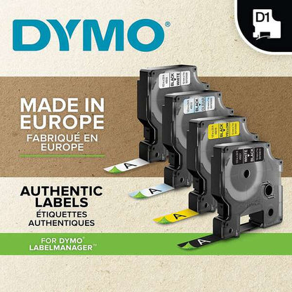 Dymo D1 45013 Nastro Etichette Originale per Etichettatrice - Testo nero su fondo bianco - Larghezza 12mm x 7 metri - S0720530