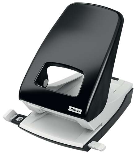 Petrus 95 Perforatore Metallico - Fino a 40 Fogli - Marcature di Formato - Svuotamento Facile - Punzoni 5.5mm