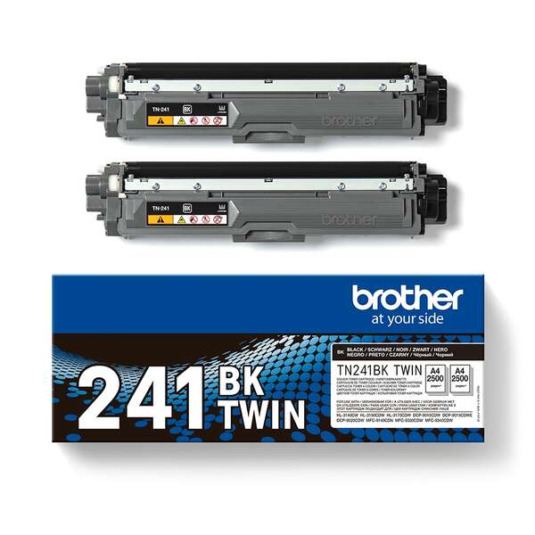 Brother TN241 Nero Confezione 2 Cartucce Toner Originali - TN241BKTWIN
