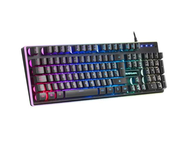 Mars Gaming MK320 Tastiera Ibrida USB - Retroilluminazione LED RGB - Poggiapolsi Imbottito - Antighosting - Cavo da 1.50m