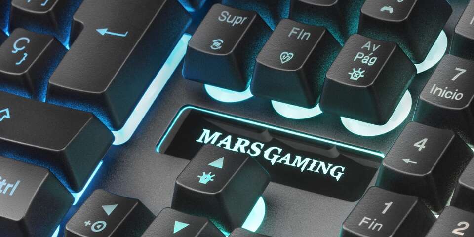 Mars Gaming MK320 Tastiera Ibrida USB - Retroilluminazione LED RGB - Poggiapolsi Imbottito - Antighosting - Cavo da 1.50m
