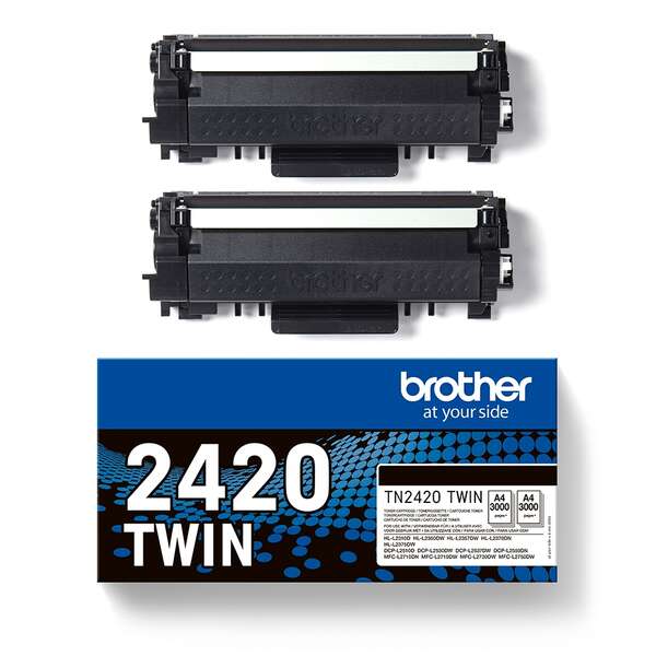 Brother TN2420 Nero Confezione 2 Cartucce Toner Originali - TN2420TWIN