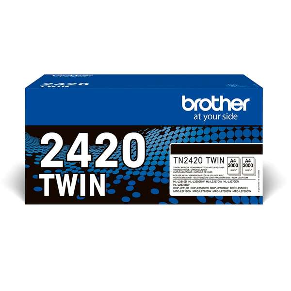 Brother TN2420 Nero Confezione 2 Cartucce Toner Originali - TN2420TWIN
