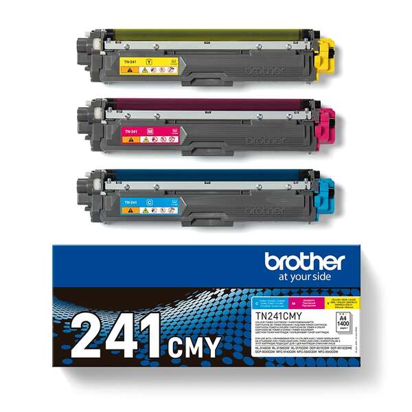 Brother TN241 Pack 3 Cartucce Toner Originali - Ciano, Magenta, Giallo - TN241CMY