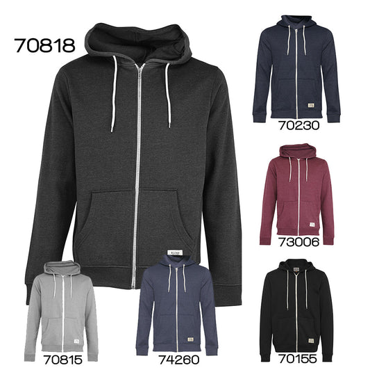 Felpa con cappuccio e zip frontale in tessuto felpato nero, tasche frontali, dettagli bianchi, ideale per uomo - SKU: 5712431346682