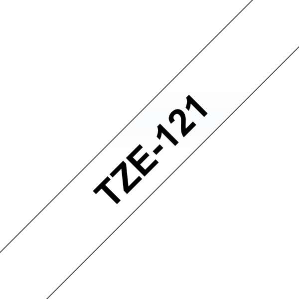 Brother TZe121 Nastro Laminato Originale Etichette - Testo Nero su Fondo Trasparente - Larghezza 9mm x 8 Metri