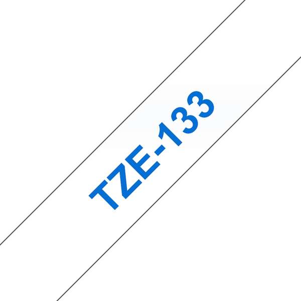 Brother TZe133 Nastro Laminato Originale Etichette - Testo Blu su Fondo Trasparente - Larghezza 12mm x 8 Metri