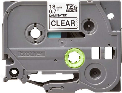 Brother TZe141 Nastro Laminato Originale per Etichette - Testo nero su fondo trasparente - Larghezza 18mm x 8 metri