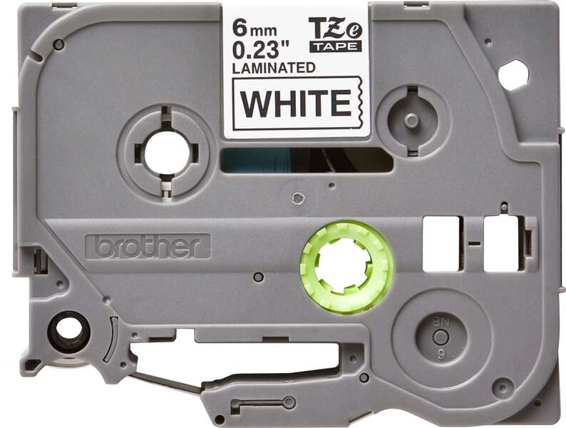 Brother TZe211 Nastro Laminato Originale per Etichette - Testo nero su fondo bianco - Larghezza 6mm x 8 metri