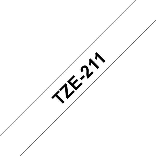 Brother TZe211 Nastro Laminato Originale per Etichette - Testo nero su fondo bianco - Larghezza 6mm x 8 metri