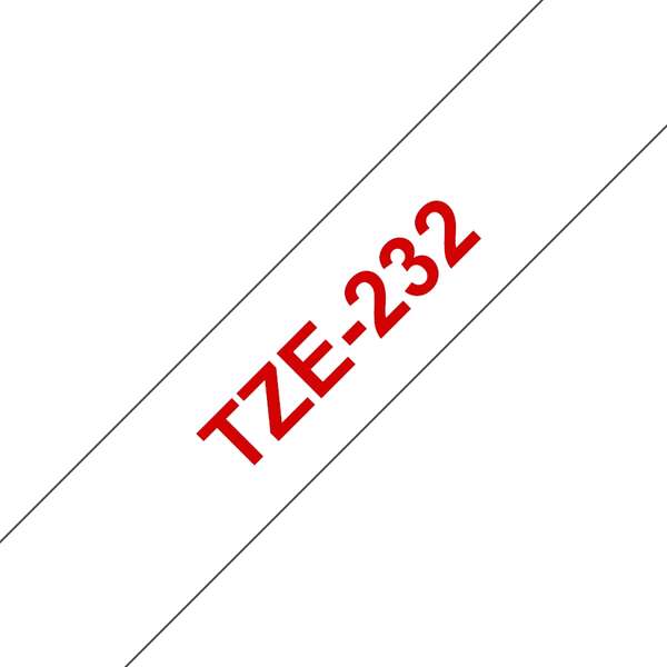 Brother TZe232 Nastro Laminato Originale per Etichette - Testo rosso su fondo bianco - Larghezza 12mm x 8 metri