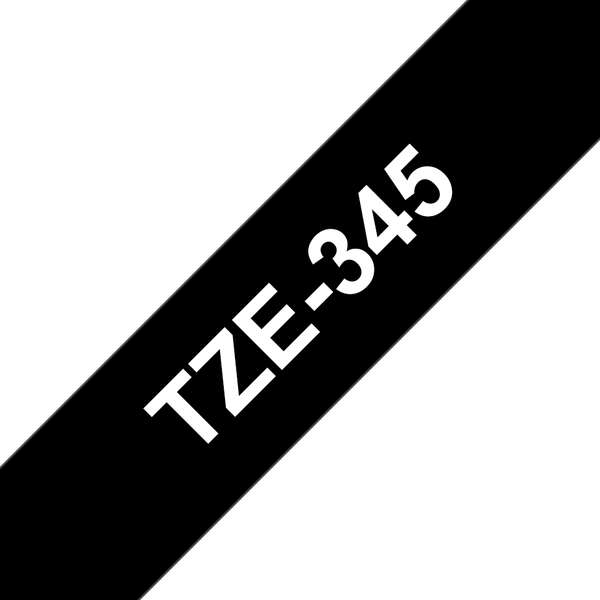 Brother TZe345 Nastro Laminato Originale per Etichette - Testo bianco su fondo nero - Larghezza 18mm x 8 metri